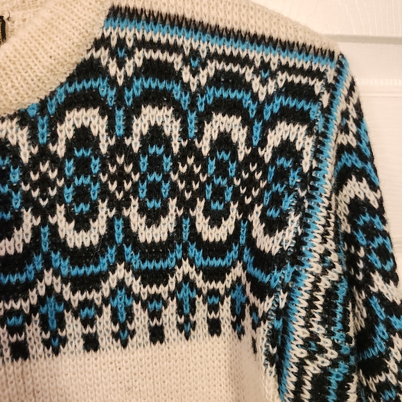 VINTAGE NORDSTRIKK FAIR ISLE WOOL CREAM/BLUE NORWAY SIZE LARGE UNISEX - Picture 8 of 9